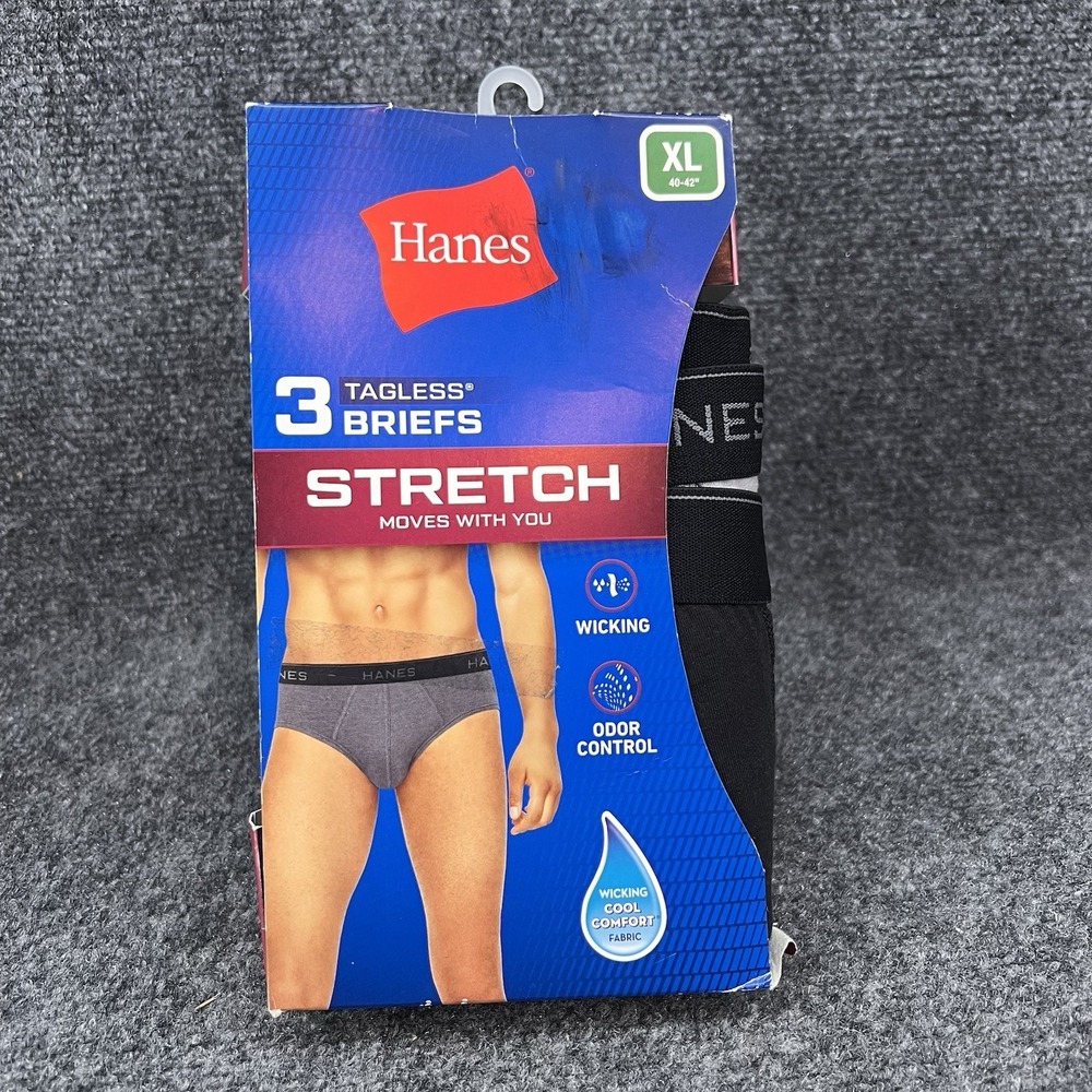 Men's Hanes Stretch Cool Comfort Wicking Soft New XL 3 Pack Black & Grey